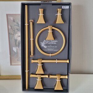 Better Homes & Gardens 5PC Bath Hardware & Towel Holder Set Brushed Brass Gold